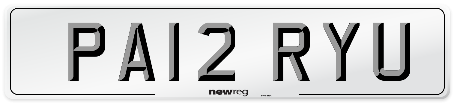 PA12 RYU Number Plate from New Reg